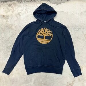 Timberland Logo Hoodie Sweatshirt Mens‎ M/M Black Gold Tree Pullover Casual